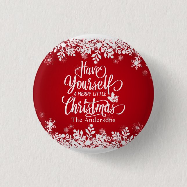 Personalisierter Merry Little Christmas Button But (Vorderseite)