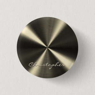 Personalisierter metallischer Look - hellgelb Button