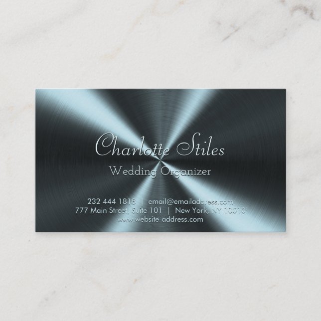 Personalisierter metallischer Look - Light Blue Visitenkarte (Vorderseite)
