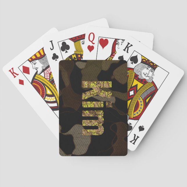 Personalisierter militärischer Camouflage-Schrifta Spielkarten (Rückseite)