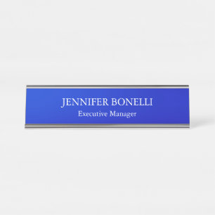 Personalisierter minimalistischer blauer Name hinz Schreibtischnamensplakette