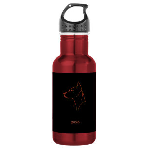 Personalisierter minimalistischer Dobermann-Linien Edelstahlflasche
