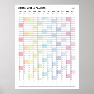 Personalisierter minimalistischer Jahresplaner Pos Poster