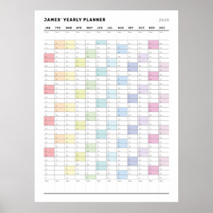 Personalisierter minimalistischer Jahresplaner Pos Poster