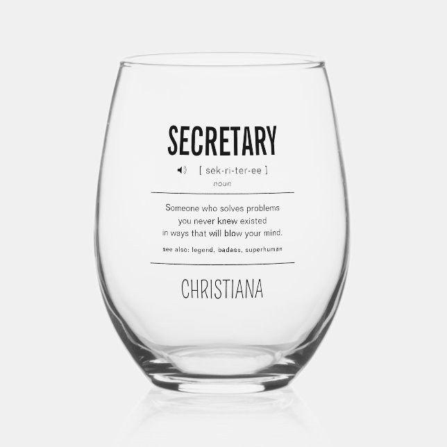 Personalisierter Minister Funny Weinglas Ohne Stiel (Vorderseite)