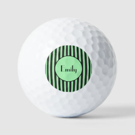 Personalisierter Minzgrün und schwarzer Streifen Golfball