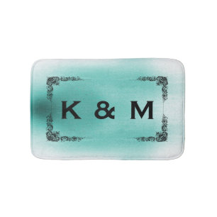 Personalisierter Mit Monogramm, Aquamariner, grüne Badematte