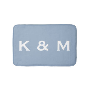 Personalisierter Mit Monogramm Blauer Grau Badematte