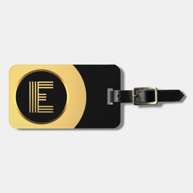 Personalisierter Mit Monogramm Goldbrief E Gepäckm Gepäckanhänger (Vorderseite horizontal)