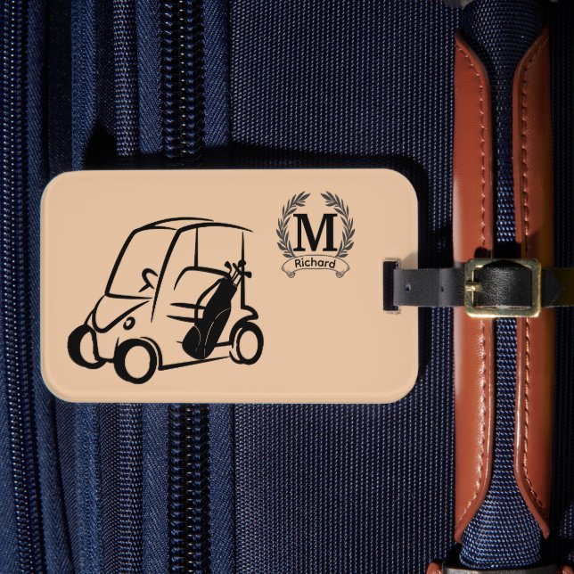 Personalisierter Mit Monogramm Golf Bag Tag, Golfe Gepäckanhänger (Vorderseite Insitu 4)