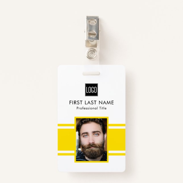 Personalisierter Mitarbeiter | Foto für Gelbe Logo Ausweis (Vorderseite mit Klammer)