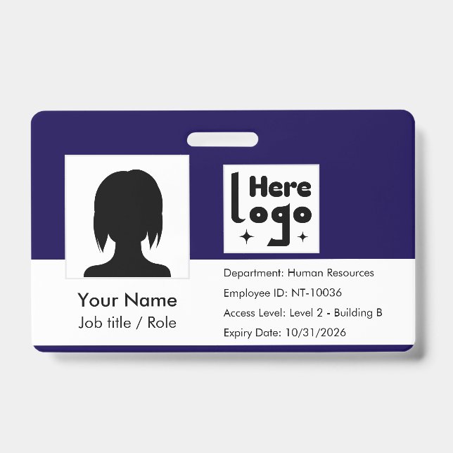 personalisierter Mitarbeiter-ID-Ausweis mit QR-Cod Ausweis (Vorderseite)