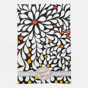 Personalisierter, moderner Blume warm ombre print Geschirrtuch