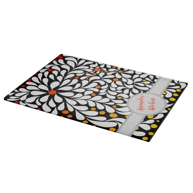 Personalisierter, moderner Blume warm ombre print Schneidebrett (Ecke)