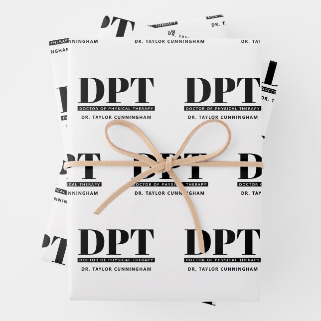 Personalisierter moderner DPT Arzt für Physikalisc Geschenkpapier Set (Beispiel)