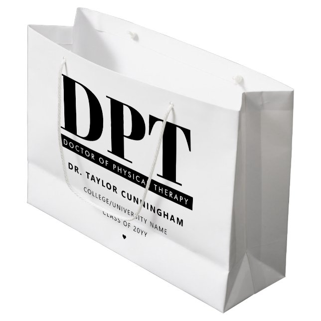 Personalisierter moderner DPT Arzt für Physikalisc Große Geschenktüte (Vorderseite Schrägansicht)