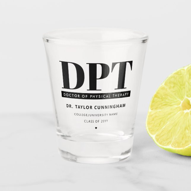 Personalisierter moderner DPT Arzt für Physikalisc Schnapsglas (Vorderseite)