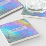 Personalisierter, moderner Familienname Steinuntersetzer<br><div class="desc">Atemberaubende und farbenfrohe Regenbogenfarben mit labradoritfarbenem Foto bilden die perfekte Kulisse für ein einfaches und modernes Design. Das ist eine Nahe eines echten Naturlabradoritsteins mit Blau,  lila,  Rosa,  Gelb und Grün. Diese können für jedes Geschäft oder Individuum genutzt werden oder wären auch perfekt für eine Kristallwerkstatt! Moderner farbiger Labradoritstein-Untersetzer</div>