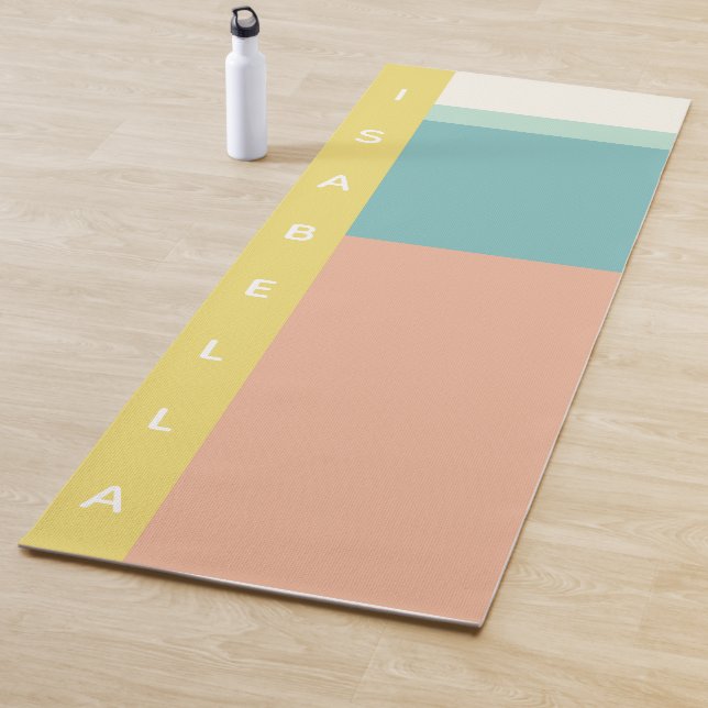 Personalisierter moderner Farbblockname Erdnähte Yogamatte (Beispiel)