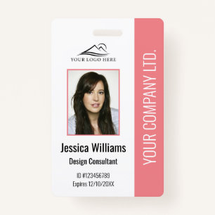Personalisierter moderner Firmenmitarbeiter Pink I Ausweis