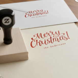 Personalisierter moderner Frohe Weihnachten Famili Gummistempel