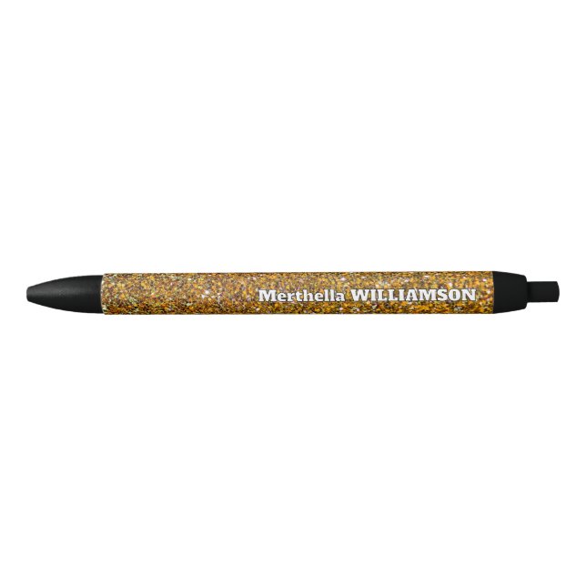 Personalisierter moderner Funkelnd GOLD-GLITZER Kugelschreiber (Vorderseite)