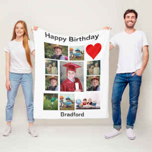 Personalisierter, moderner Geburtstag 11 FotoColla Fleecedecke