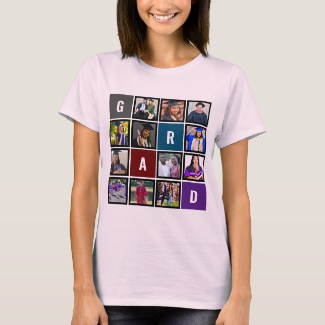 Personalisierter moderner Grad-Fotokollage-Abschlu T-Shirt (Vorderseite)