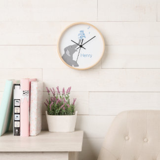 Personalisierter, moderner grauer Elefant, 10" Uhr