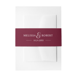 Personalisierter moderner NAME Burgund & White Wed Einladungsbanderole