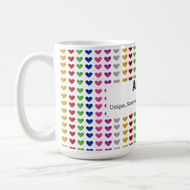 Personalisierter moderner Name Definition Kaffeetasse (Links)
