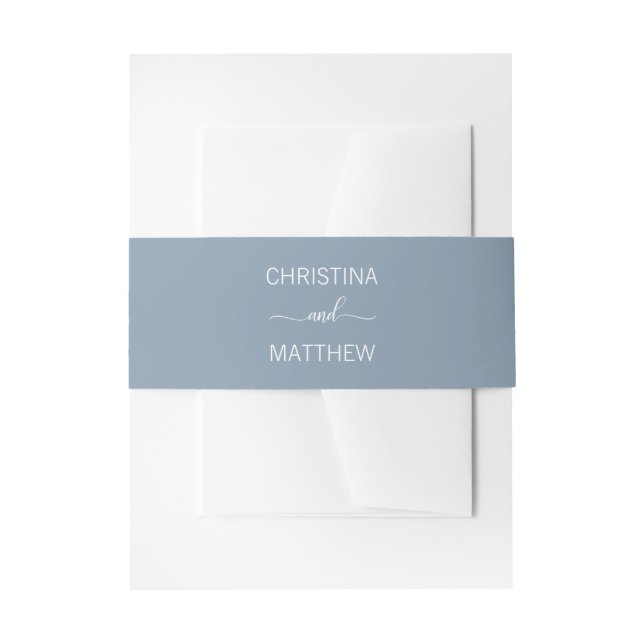 Personalisierter moderner NAME Dusty Blue White We Einladungsbanderole (Vorderseite Beispiel)