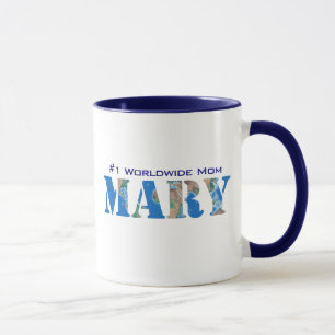 Personalisierter moderner Name "Mary", Welt-Globus Tasse