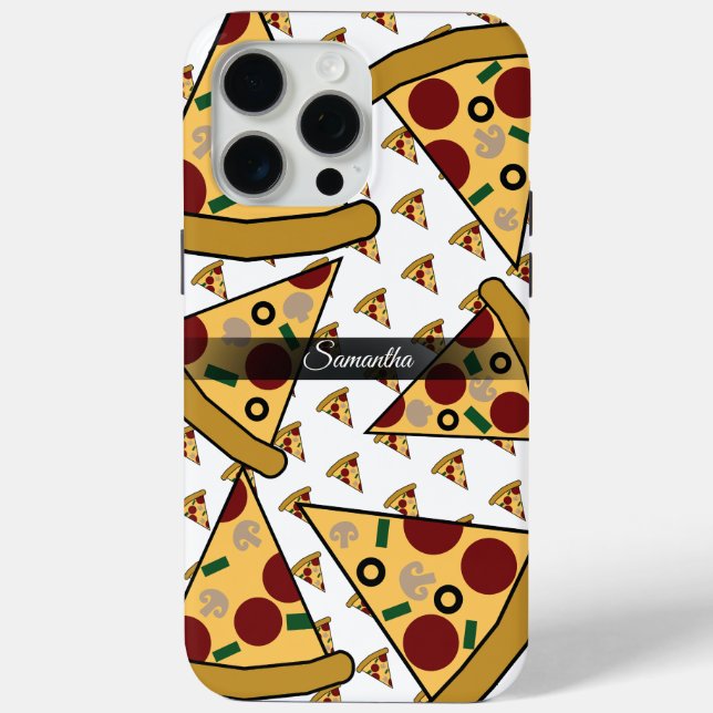 Personalisierter moderner Name Slice Pizza Pink Case-Mate iPhone Hülle (Rückseite)