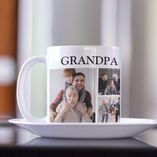 Personalisierter moderner Opa 6 Fotos Kaffeetasse