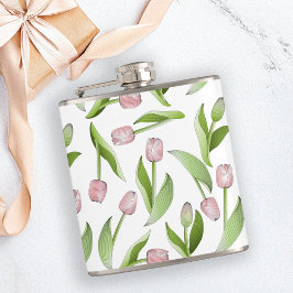 Personalisierter, moderner rosa Tulip Flachmann