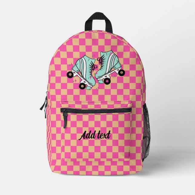 Personalisierter, moderner rosafarbener Skate Bedruckter Rucksack (Vorderseite)