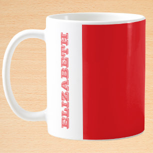 Personalisierter, moderner roter Blockname Kaffeetasse