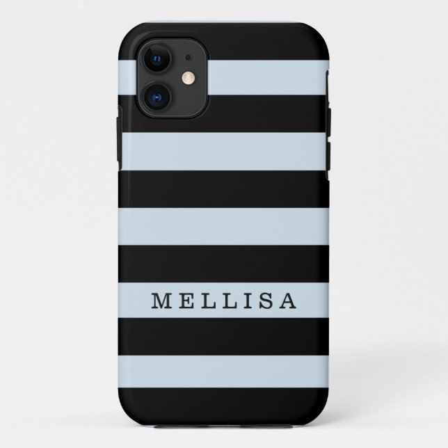 Personalisierter, moderner Schwarzer Streifen Case-Mate iPhone Hülle (Rückseite)