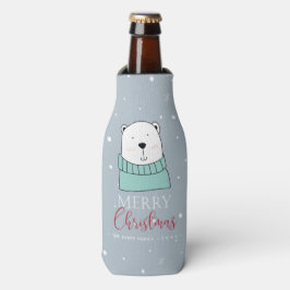 Personalisierter moderner Weihnachtsbär Flaschenkühler