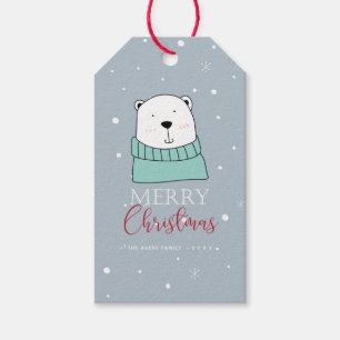 Personalisierter moderner Weihnachtsbär Geschenkanhänger