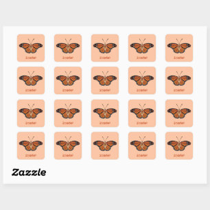 Personalisierter Monarch Butterfly im November Quadratischer Aufkleber