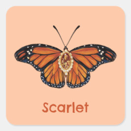 Personalisierter Monarch Butterfly im November Quadratischer Aufkleber