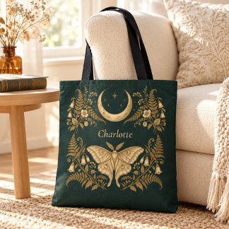 Personalisierter Mond-Motte-Botanik-Hexen-Tote-Bag Tasche