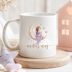 Personalisierter Mondfee-Name Lavendel-Schmetter Kaffeetasse