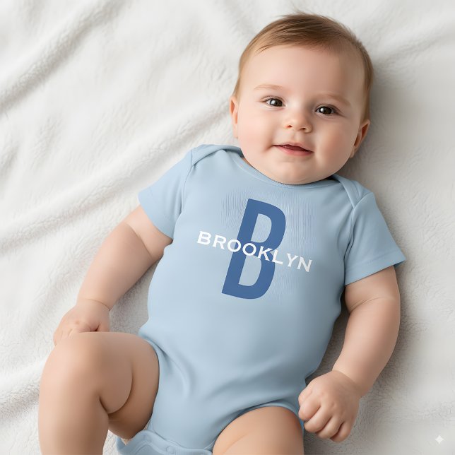 Personalisierter Monogram Boy Individuelle Name Bl Baby Strampler (Von Creator hochgeladen)