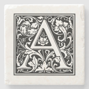 Personalisierter Monogram Letter A Wedday Steinuntersetzer