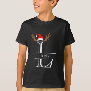Personalisierter Monogram Letter L Weihnachten T-Shirt
