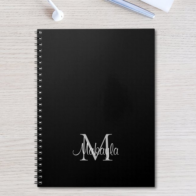 Personalisierter Monogram Name Black Notebook Notizblock (Von Creator hochgeladen)