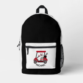 Personalisierter Monogram Name Golf Cart Bedruckter Rucksack